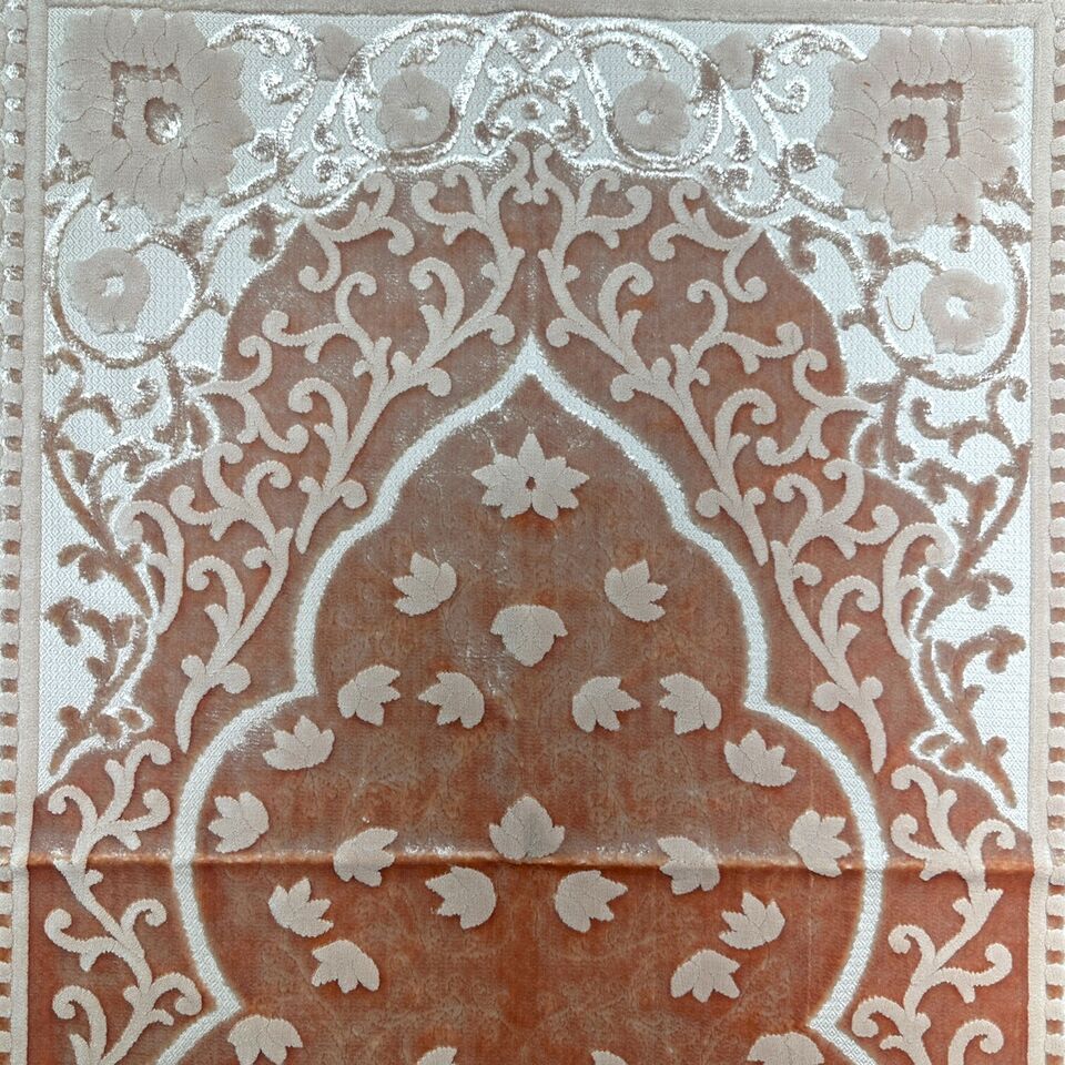 Velvet Prayer Rug - Orange/Peach - Image 3