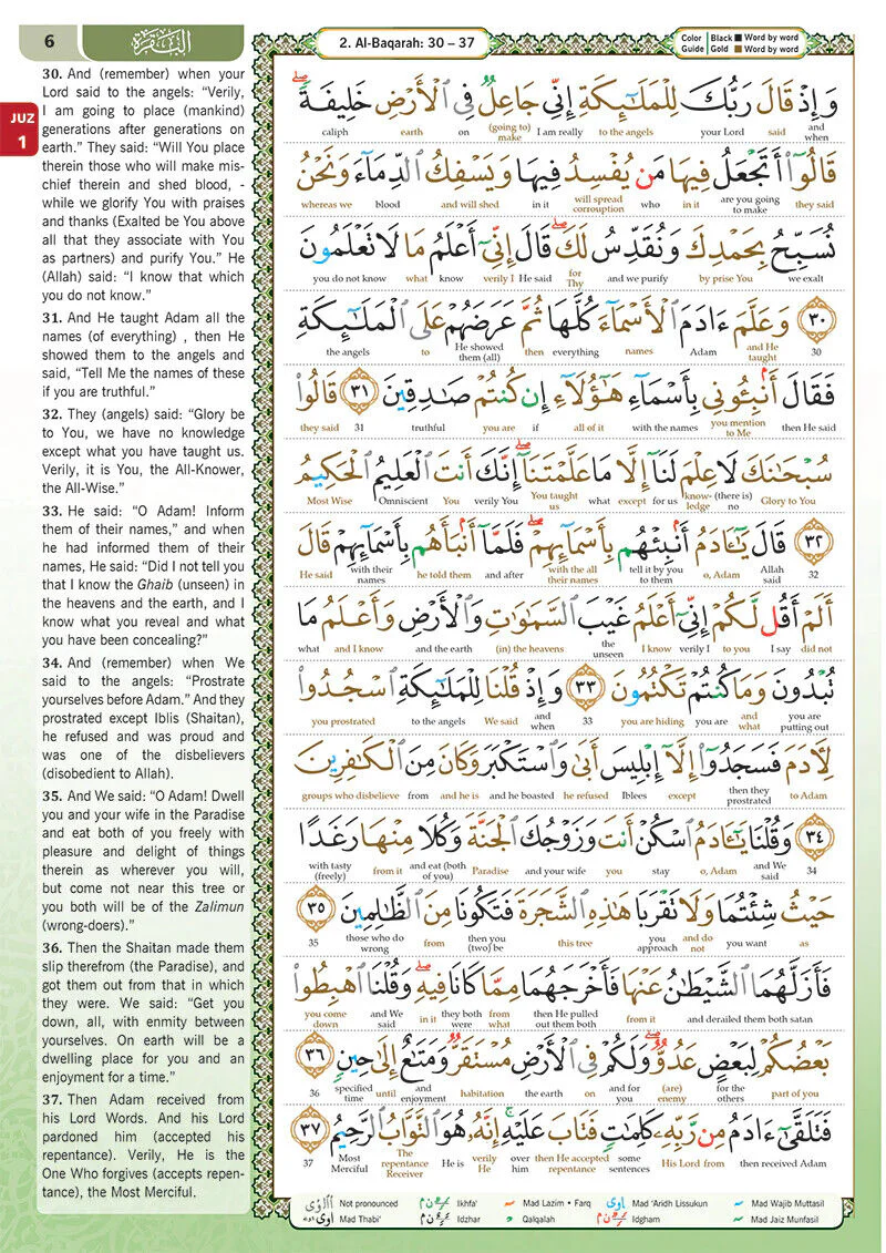 Maqdis Quran Noble Word to Word English Translation Color Coded Tajweed - A5 Small - Image 3